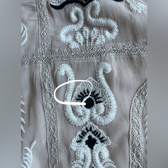 MAEVE/Anthro Boho Style Beige Embroidered Floral Dress, Spaghetti Strap—Size S•• - Picture 15 of 16